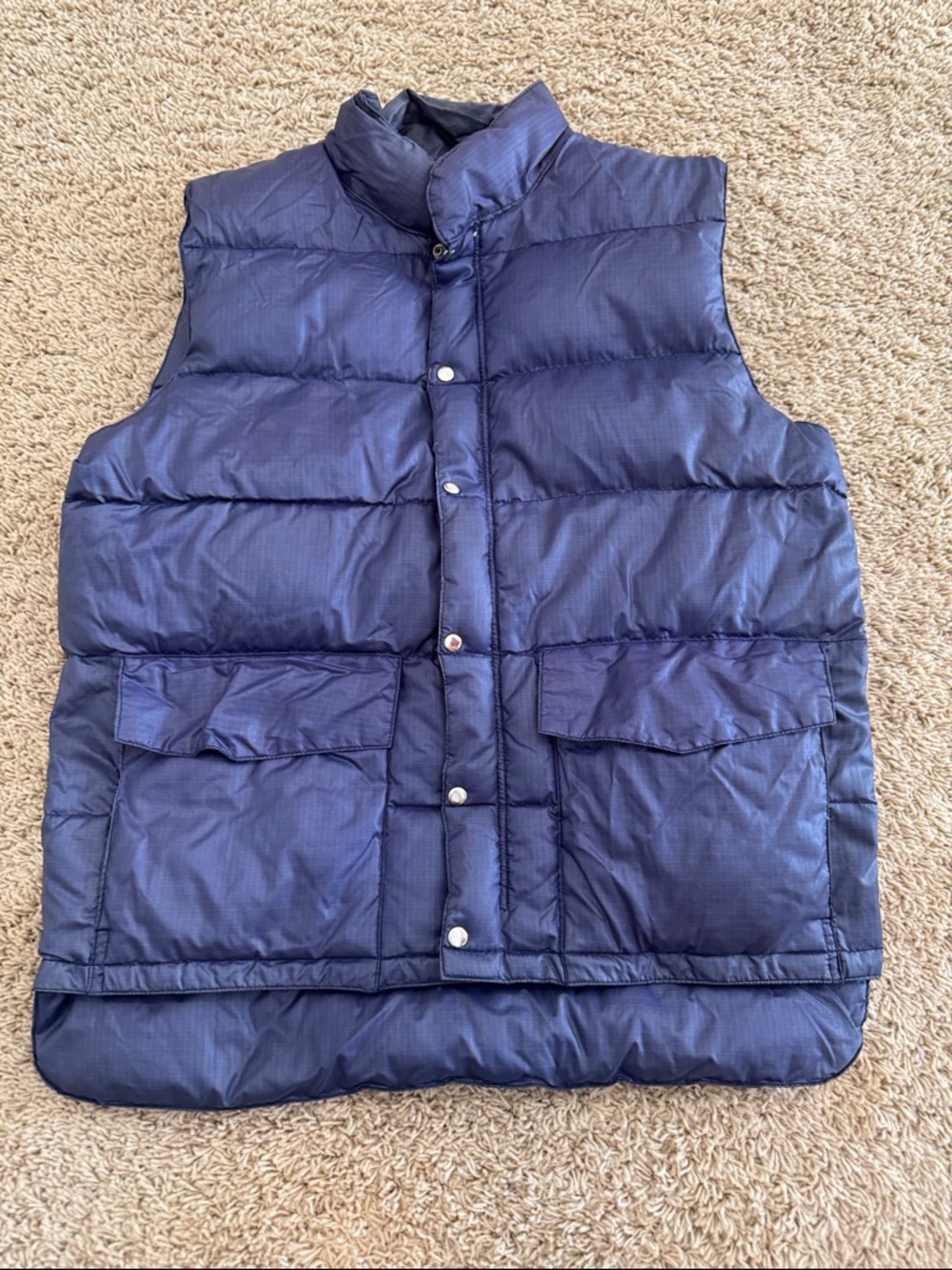 Vintage 70s Pack In Packin Light Weight Goose Down Mens Blue Puffer Vest, sz M